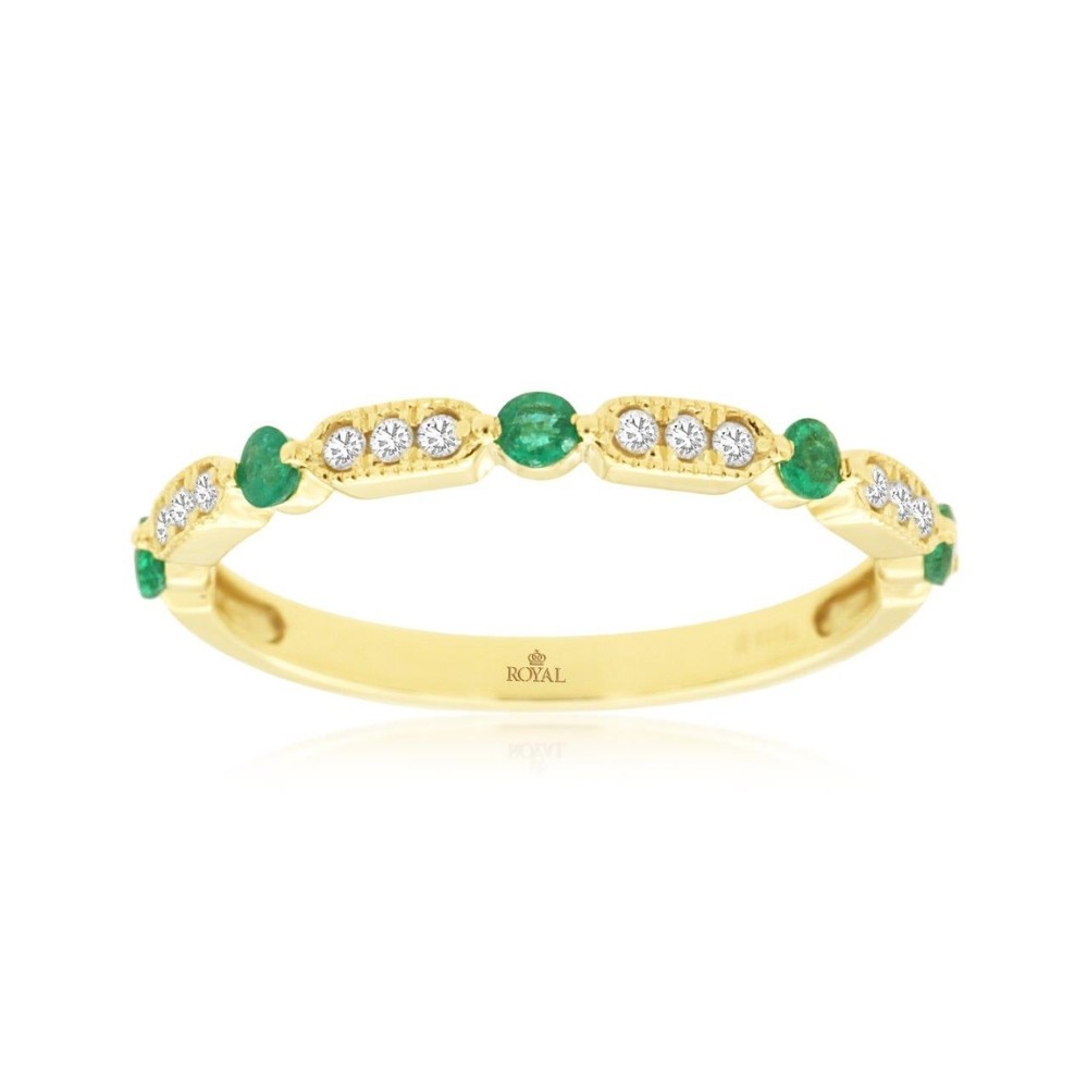 YELLOW GOLD EMERALD & DIAMOND RING H1686EM