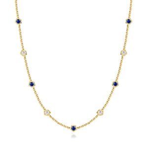 YELLOW GOLD SAPPHIRE & DIAMOND NECKLACE N1363-SYG