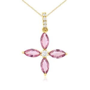 YELLOW GOLD SAPPHIRE & DIAMOND PENDANT H1419PS