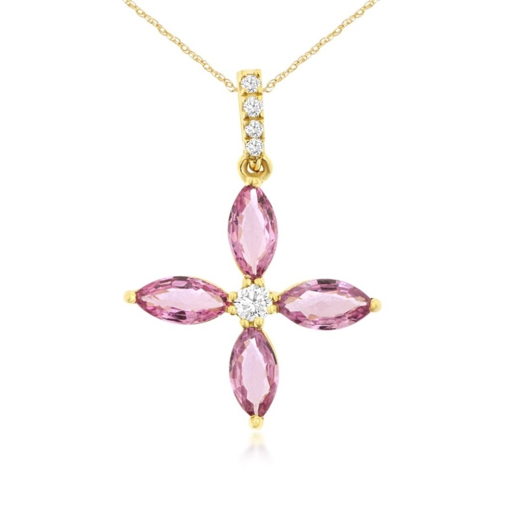 YELLOW GOLD SAPPHIRE & DIAMOND PENDANT H1419PS
