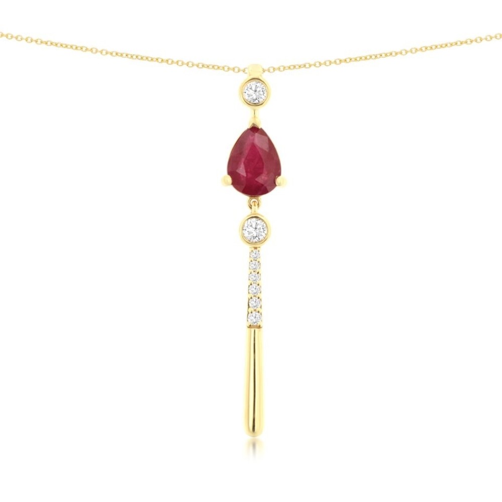YELLOW GOLD RUBY & DIAMOND PENDANT H3755RB