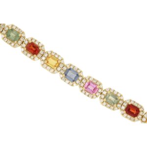 YELLOW GOLD MIXED COLOR SAPPHIRE BRACELET H2142M