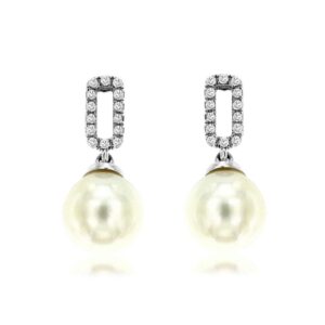 WHITE GOLD PEARL & DIAMOND EARRINGS WH2246P