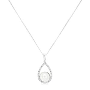 WHITE GOLD PEARL & DIAMOND PENDANT WH2239P