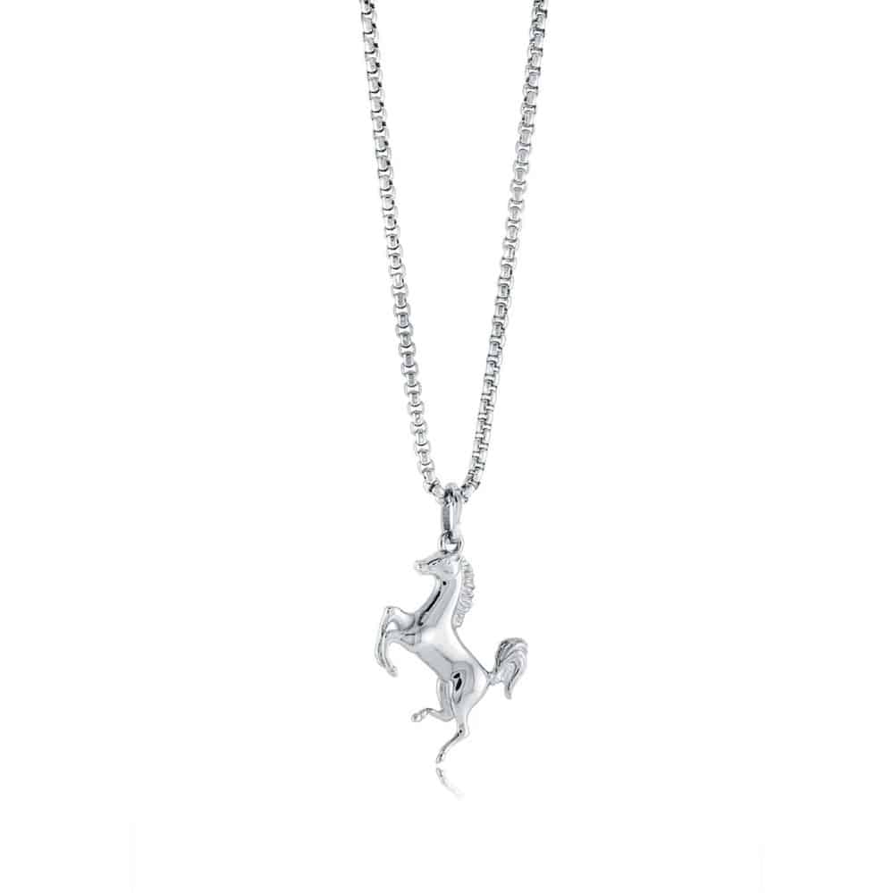 ITALGEM STEEL HORSE PENDANT NECKLACE SP468