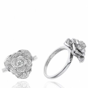 WHITE GOLD DIAMOND FLOWER RING RW12393D