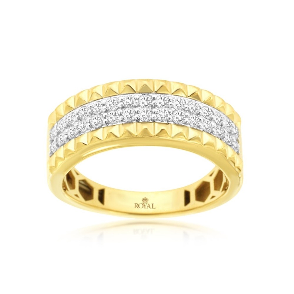 YELLOW GOLD DIAMOND WEDDING BAND H3914D