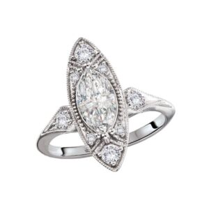 WHITE GOLD DIAMOND SEMI-MOUNT ENGAGEMENT RING 160300-MQ100
