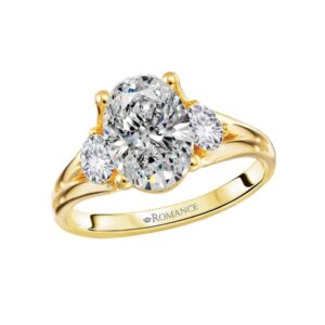 YELLOW GOLD 3-STONE DIAMOND ENGAGEMENT RING 160346-OV200Y