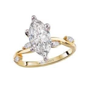 YELLOW & WHITE GOLD DIAMOND SEMI-MOUNT ENGAGEMENT RING 160349-MQ200Y