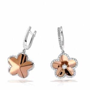 WHITE & ROSE GOLD DIAMOND EARRINGS EWR11082D