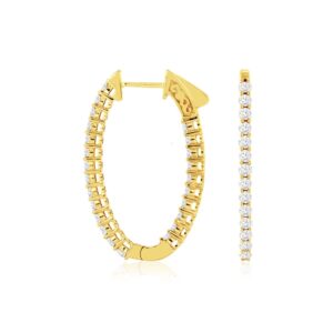YELLOW GOLD DIAMOND HOOP EARRINGS C8203D