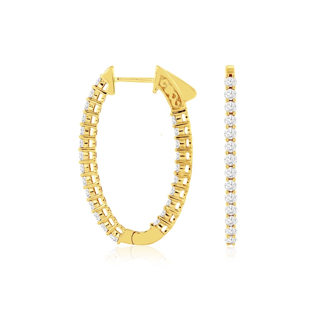 YELLOW GOLD DIAMOND HOOP EARRINGS C8203D