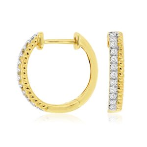 YELLOW GOLD DIAMOND HOOP EARRINGS C9730D