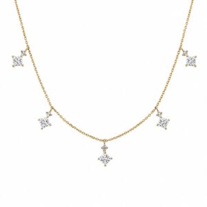 YELLOW GOLD 5-STATION DIAMOND NECKLACE N13691D