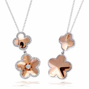 WHITE & ROSE GOLD DIAMOND FLOWER PENDANT PWR11081D