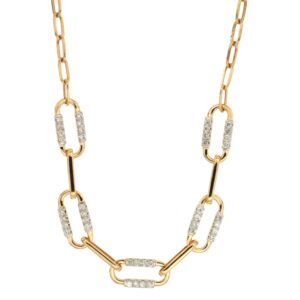 YELLOW GOLD DIAMOND PAPERCLIP NECKLACE H1639D