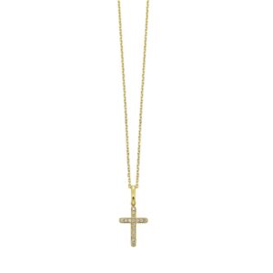 YELLOW GOLD DIAMOND CROSS PENDANT PD10991-4YB