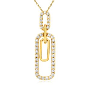 YELLOW GOLD DIAMOND PAPERCLIP PENDANT H1622D
