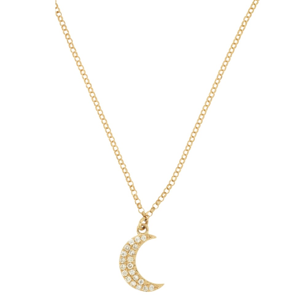 YELLOW GOLD DIAMOND MOON NECKLACE H1881D