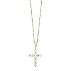 YELLOW GOLD DIAMOND CROSS PENDANT HDCR005-4YD