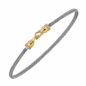 STERLING SILVER & YELLOW GOLD DIAMOND BANGLE BG10157-SS4YC