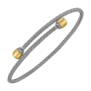 STERLING SILVER & YELLOW GOLD DIAMOND BANGLE BG10156-SS4YC