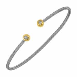 STERLING SILVER & YELLOW GOLD DIAMOND BANGLE BG10153-SS4YC