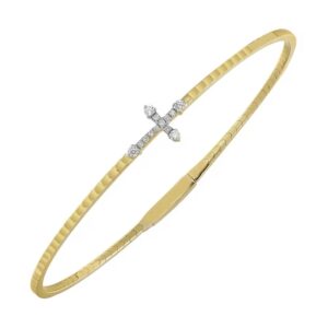 YELLOW GOLD DIAMOND CROSS FLEX BANGLE BG10151-4YC