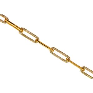 YELLOW GOLD DIAMOND PAPERCLIP BRACELET H1580D