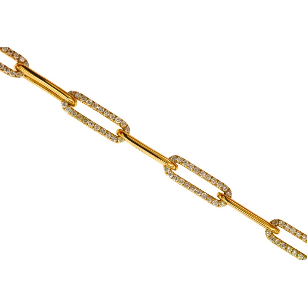YELLOW GOLD DIAMOND PAPERCLIP BRACELET H1580D
