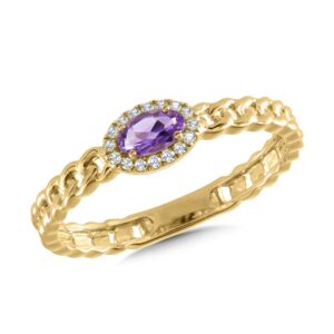 YELLOW GOLD AMETHYST AND DIAMOND RING CGR228Y-DAM