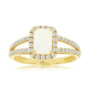 YELLOW GOLD OPAL & DIAMOND RING C8352F