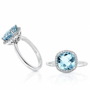 WHITE GOLD AQUAMARINE & DIAMOND RING RW12144AQ