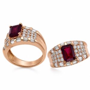 ROSE GOLD RUBY & DIAMOND RING RR12555R