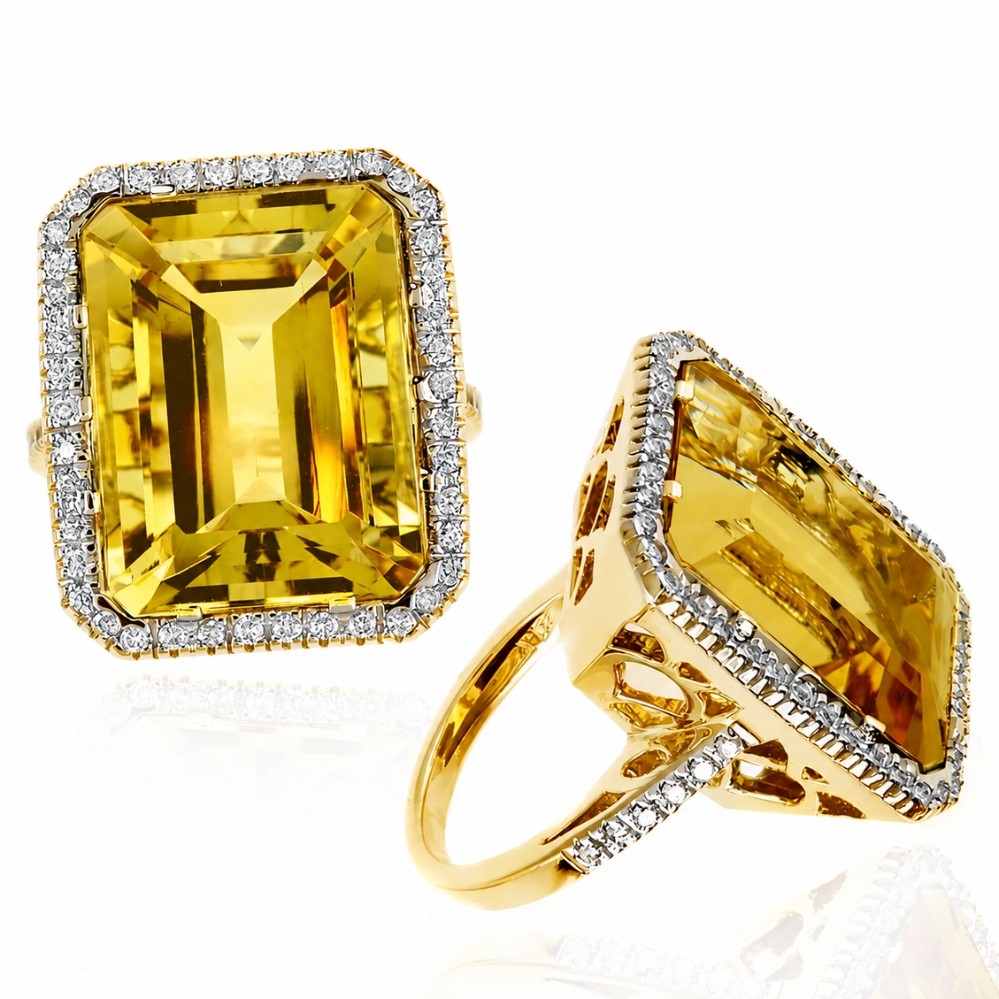 YELLOW GOLD CITRINE & DIAMOND RING RM9400CT