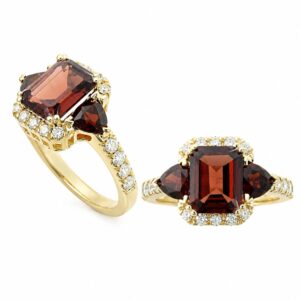 YELLOW GOLD GARNET & DIAMOND RING R13299GT