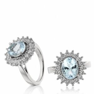 WHITE GOLD AQUAMARINE & DIAMOND RING RW7136AQ