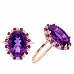ROSE GOLD AMETHYST & DIAMOND RING RR12368ADRH