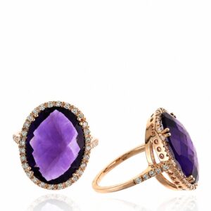 ROSE GOLD AMETHYST & DIAMOND RING RR11367A