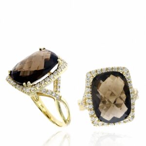 YELLOW GOLD CITRINE & DIAMOND RING R12888CT