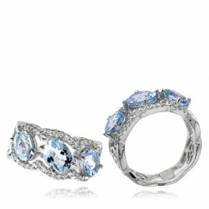 WHITE GOLD AQUAMARINE & DIAMOND RING RW12374AQ