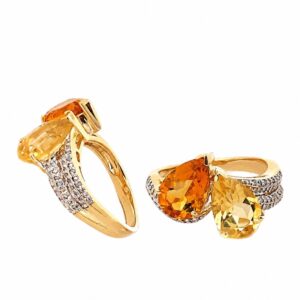 YELLOW GOLD CITRINE & DIAMOND RING R13532CT