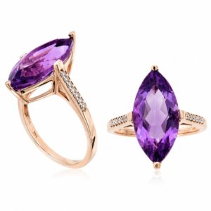 ROSE GOLD AMETHYST & DIAMOND RING RR13076A