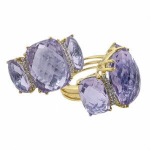 YELLOW GOLD AMETHYST & DIAMOND RING R9746RA