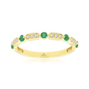 YELLOW GOLD EMERALD & DIAMOND RING H1686EM