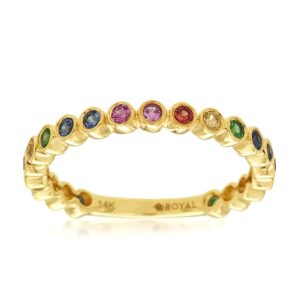 YELLOW GOLD MIXED SAPPHIRE BAND C9220M