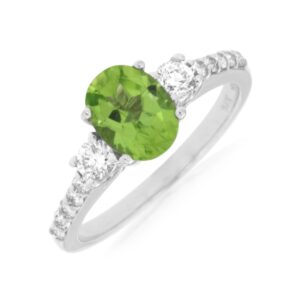 WHITE GOLD PERIDOT & DIAMOND RING W3834X