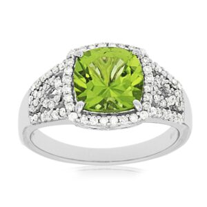 WHITE GOLD PERIDOT & DIAMOND RING WC6530X