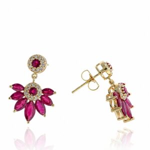 YELLOW GOLD RUBY & DIAMONDS EARRINGS E12964R